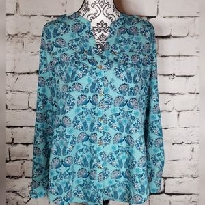 Charter Club Peacock Pattern Button Down